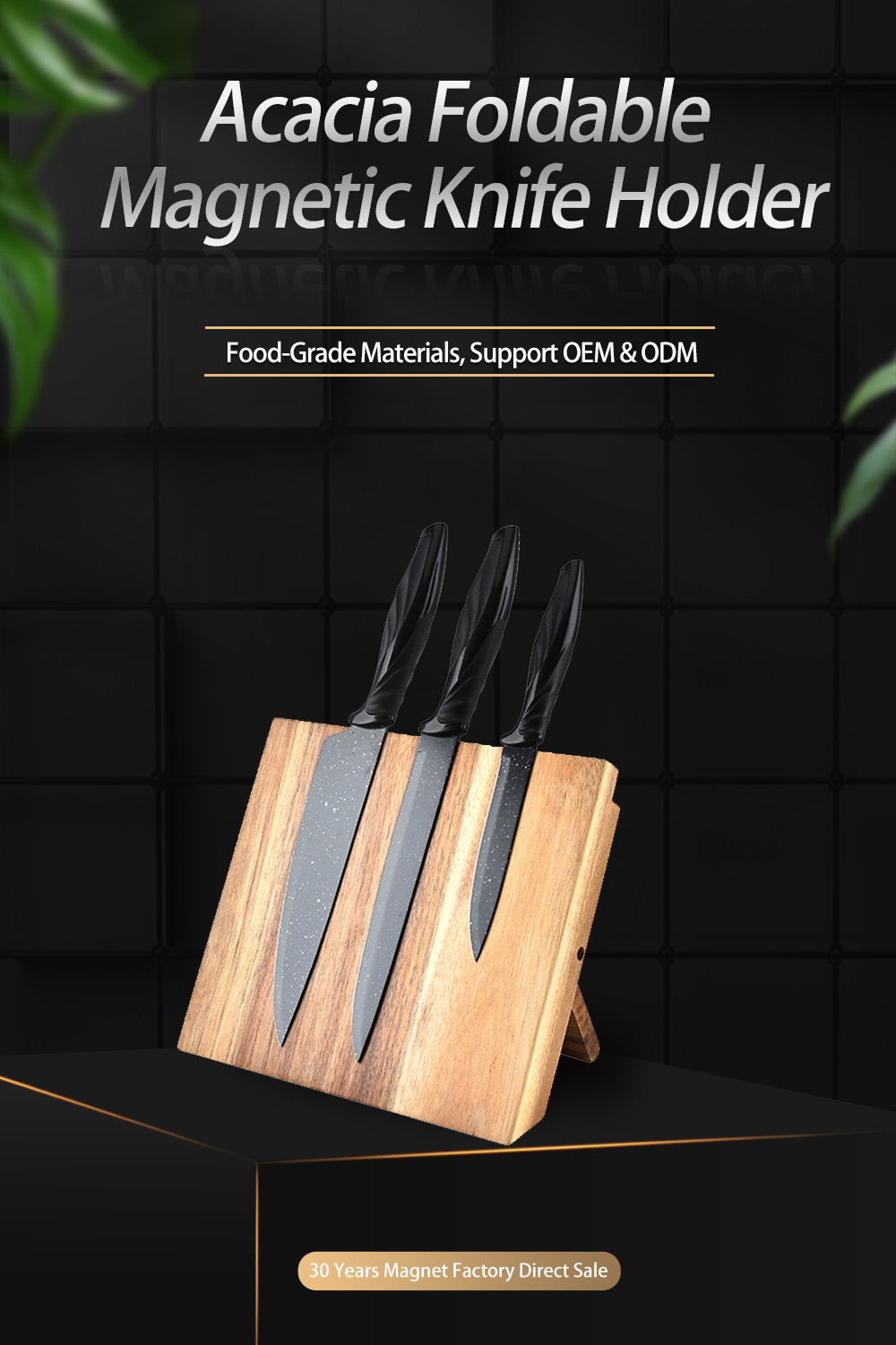 Oak Wood Magnetic Knife Holder05